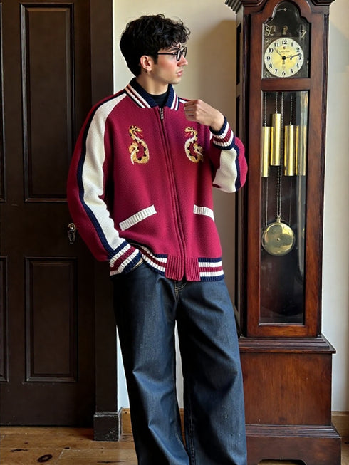 Vintage Yokosuka Embroidered Jacquard Knitted Cardigan