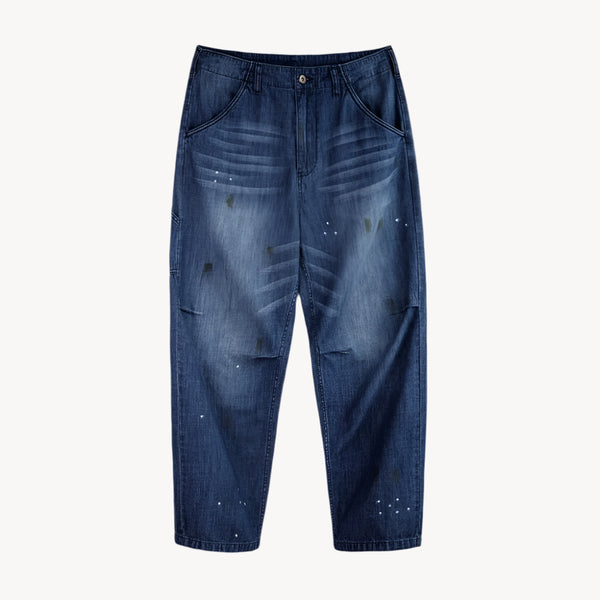 Premium Retro Splash Denim Jeans – Men's Straight Fit