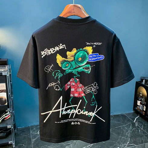 Premium Men's Cartoon Lizard T-Shirt – Funny Summer Loose Fit Tee