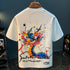 Premium Men's Graffiti T-Shirt – Summer Loose Fit Painted Short Sleeve Top, High-Grade Streetwear