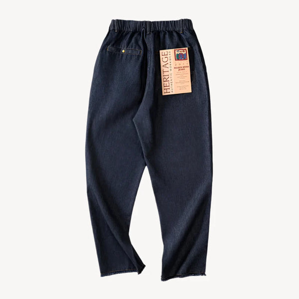 Men’s casual Lyocell comfort jeans, relaxed fit washed denim with elastic waist.