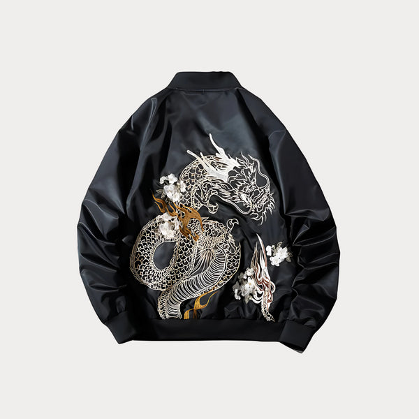 Dragon Embroidered Bomber Jacket – Cotton Pilot Sukajan Coat 2025