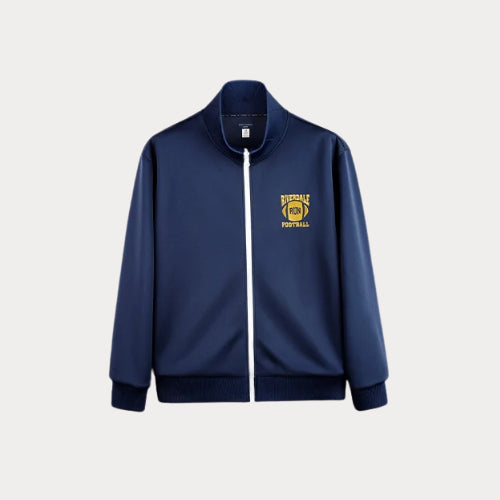 Color-Block Embroidered College Jacket – Spring Zip-Up Retro Hoodie