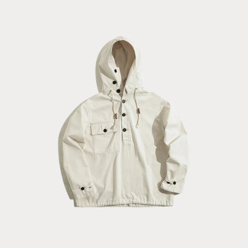 American Retro Deck Hoodie – Severe Weather Beige White Pullover Coat