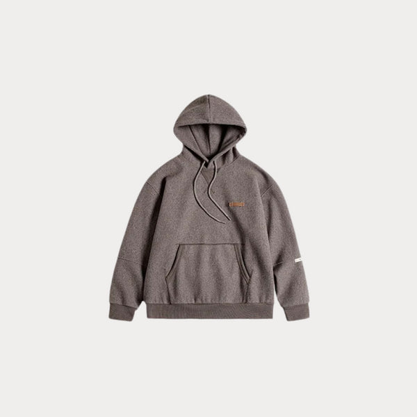 Men's Vintage Gray Heavyweight Hoodie – Thick Hooded Pullover with Pocket for Autumn & Winter