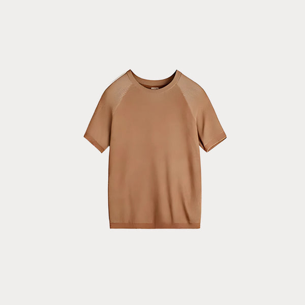 Vintage Orange Knit T-Shirt – Men’s Loose Fit Summer Street Tee