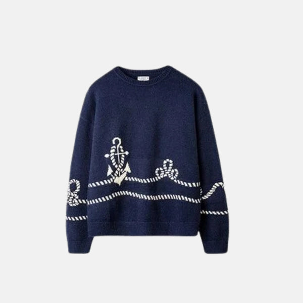 Vintage Cable Navy Knit Sweater