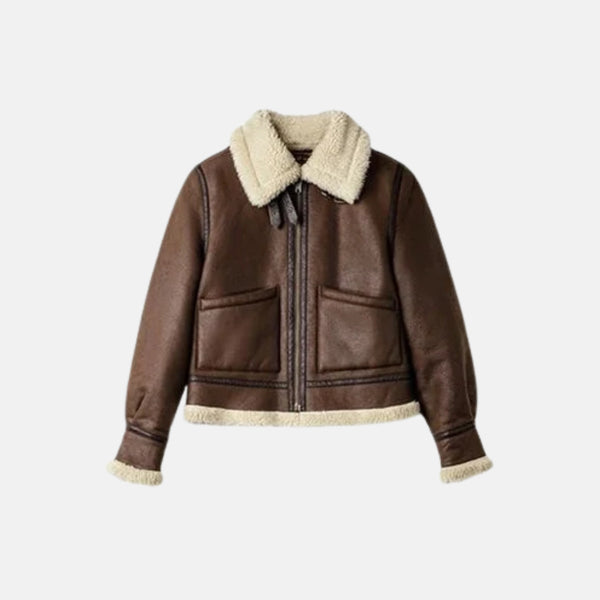 Suede Shearling-Lined Short Padded Jacket