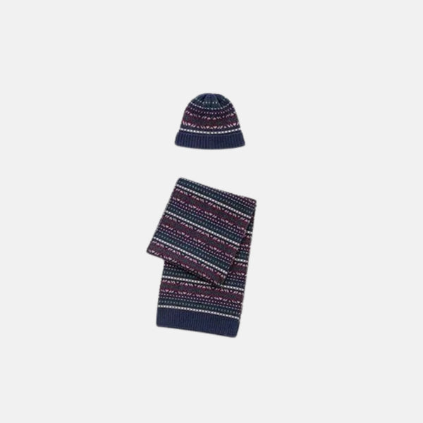 Vintage Fair Isle Scarf & Beanie Set