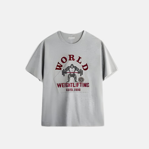 New Vintage Flocked Print Short Sleeve T-Shirt