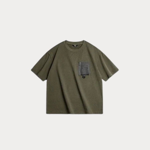 Men’s Vintage Green Pocket Tee – Heavyweight Cotton Summer T-Shirt