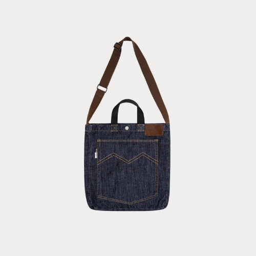 Retro 14oz Denim Crossbody Tote Bag – Embroidered Shoulder Bag