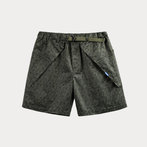 Retro Raindrop Camo Print Shorts – Functional Straight Fit Casual Summer Pants