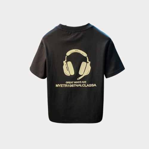 Premium Men's White Printed T-Shirt – High-End Loose Fit Short Sleeve Top