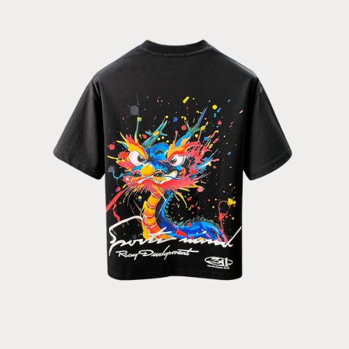 Premium Men's Graffiti T-Shirt – Summer Loose Fit Painted Short Sleeve Top, High-Grade Streetwear