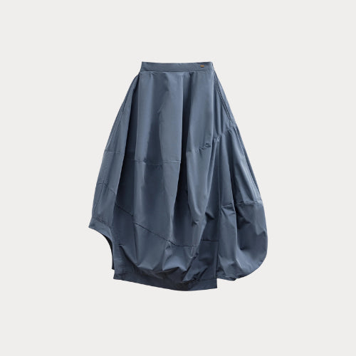 Premium Women's Bud Skirt – Solid Color Lantern Skirt with Irregular Hem & Elastic Back Waist