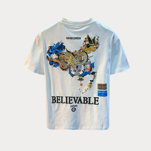 Premium Men's Chinese Style T-Shirt – 2024 Summer Thin Printed Round Neck Short Sleeve Tee