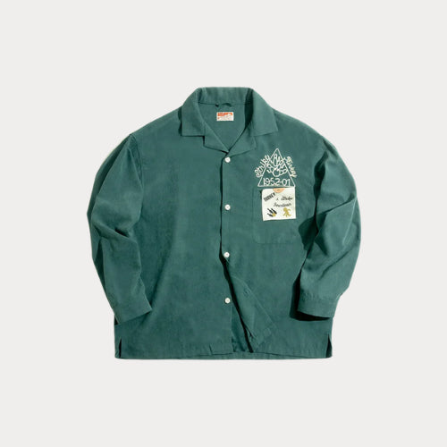 Premium Men's Retro Long Sleeve Shirt – Solid Color Loose Fit with Lapel, Pocket & Embroidery