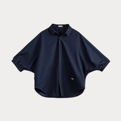 Women's 3/4 Sleeve Loose Blouse – Batwing Casual Shirt with Stand Collar, Spring & Summer Top