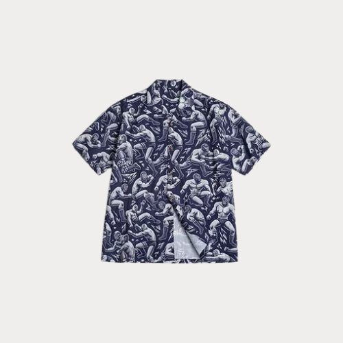 Vintage Cuban Collar Shirt – Men's Summer Hawaiian Print Vacation Short Sleeve Blouse