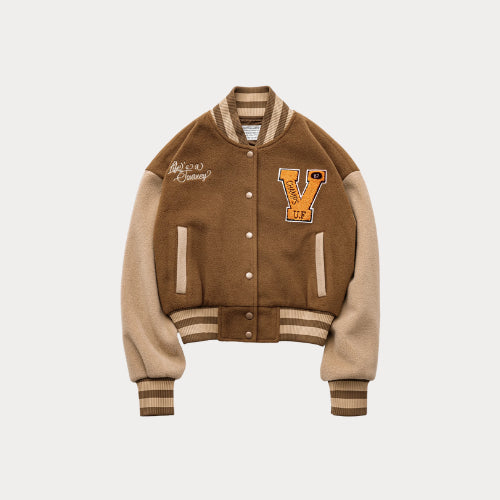 Vintage Collegiate Baseball Jacket – Wool Letter Embroidered Coat