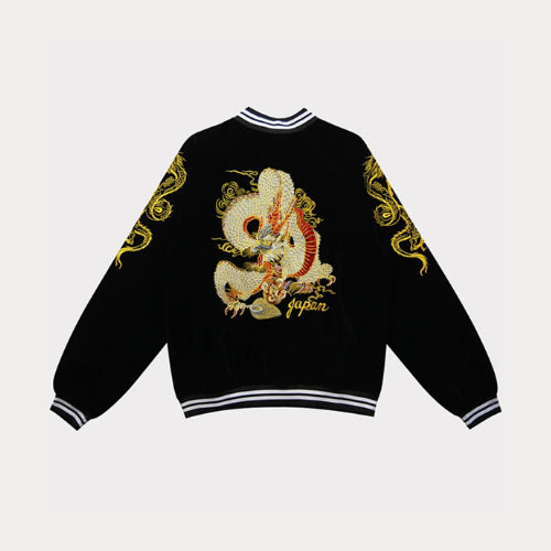 Dragon Embroidery Bomber Coat