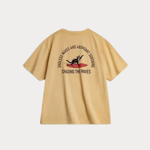 Premium Men's Vintage Foam Print T-Shirt – Heavyweight Yellow Cotton Crew Neck Tee, Loose Fit Summer Streetwear