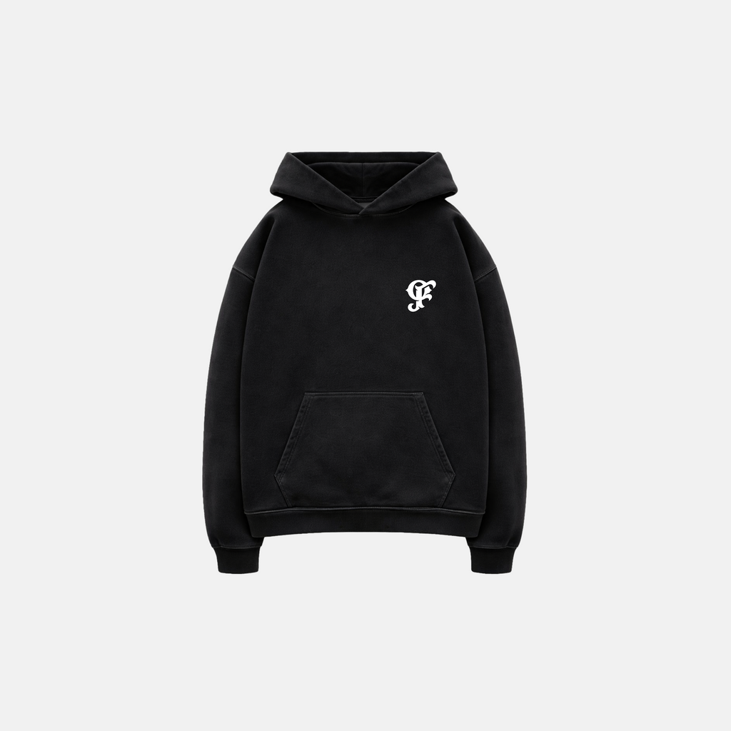 Black 500gsm heavyweight hoodie