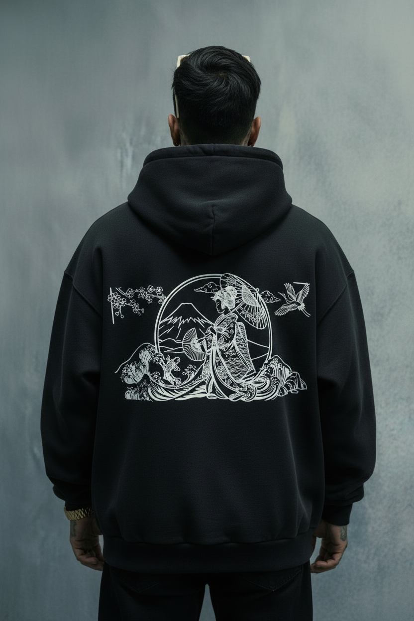 Black hoodie back mockup black