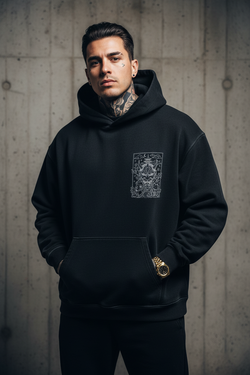 hoodie mockup with model black