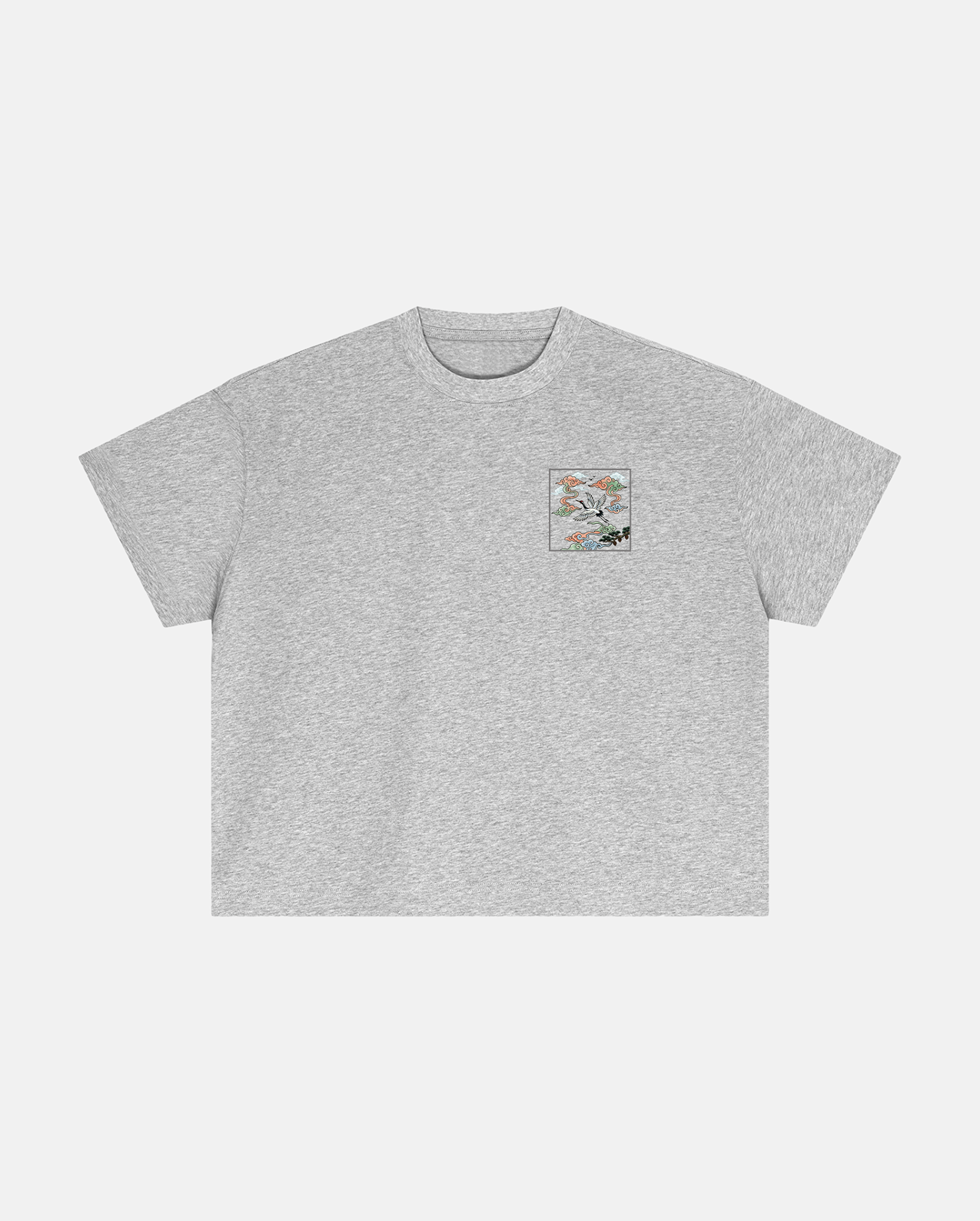 cranes and cloud tee flower gray