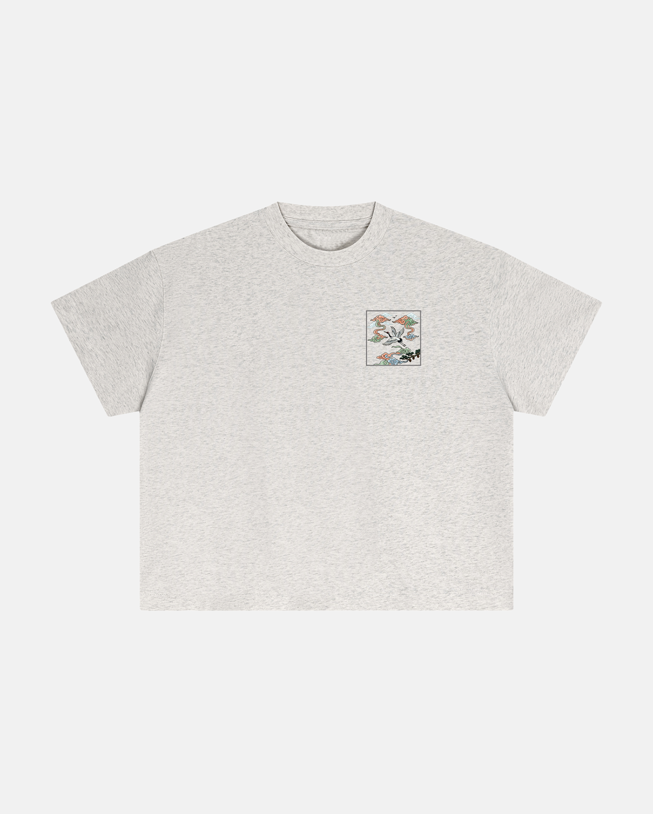 cranes and cloud tee oat gray