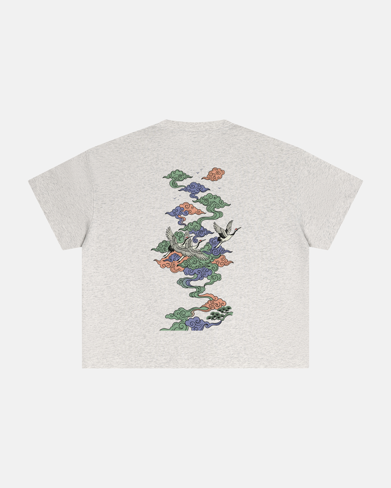 cranes and cloud tee oat gray