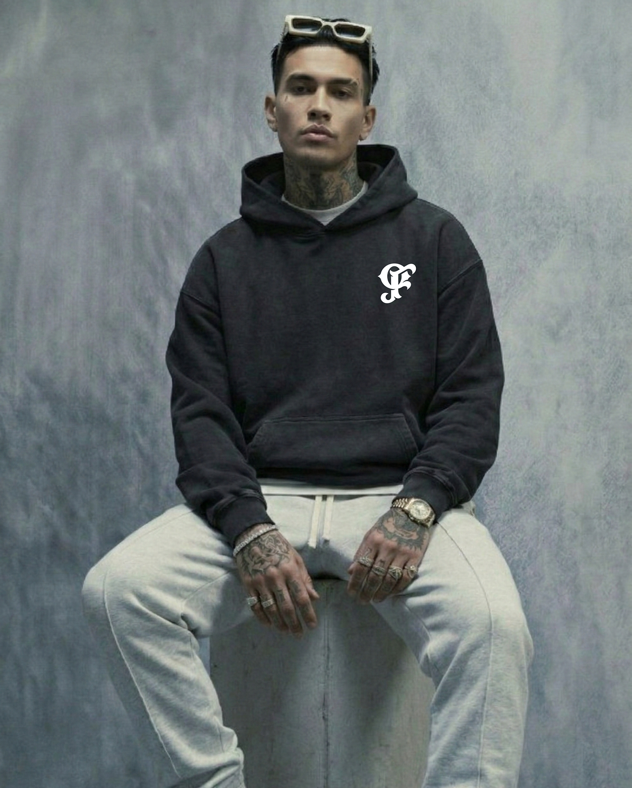 fallen angel v2 hoodie gray blue black