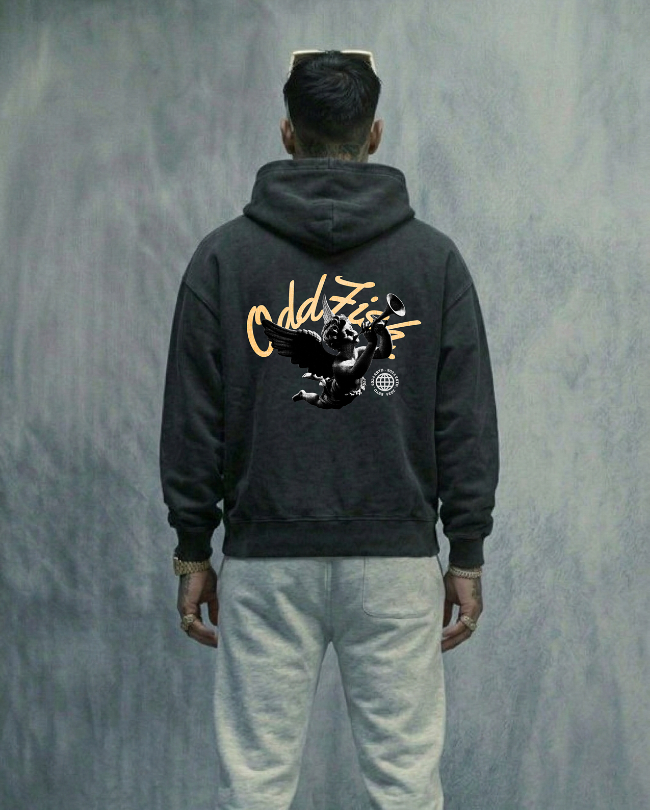 fallen angel v2 hoodie gray blue black