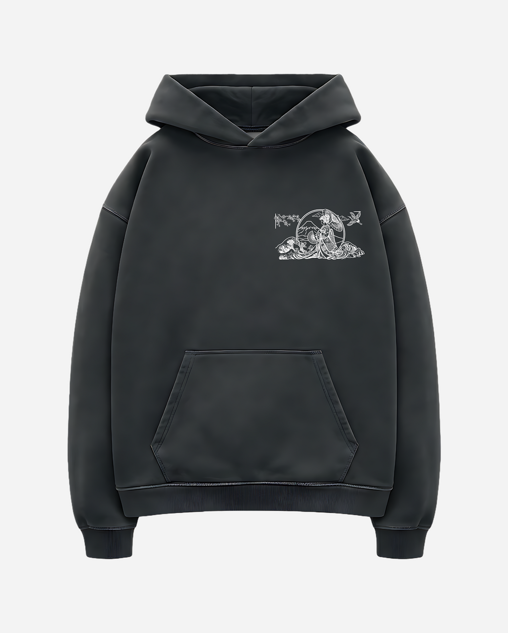 Japanese inspired hoodie gray blue