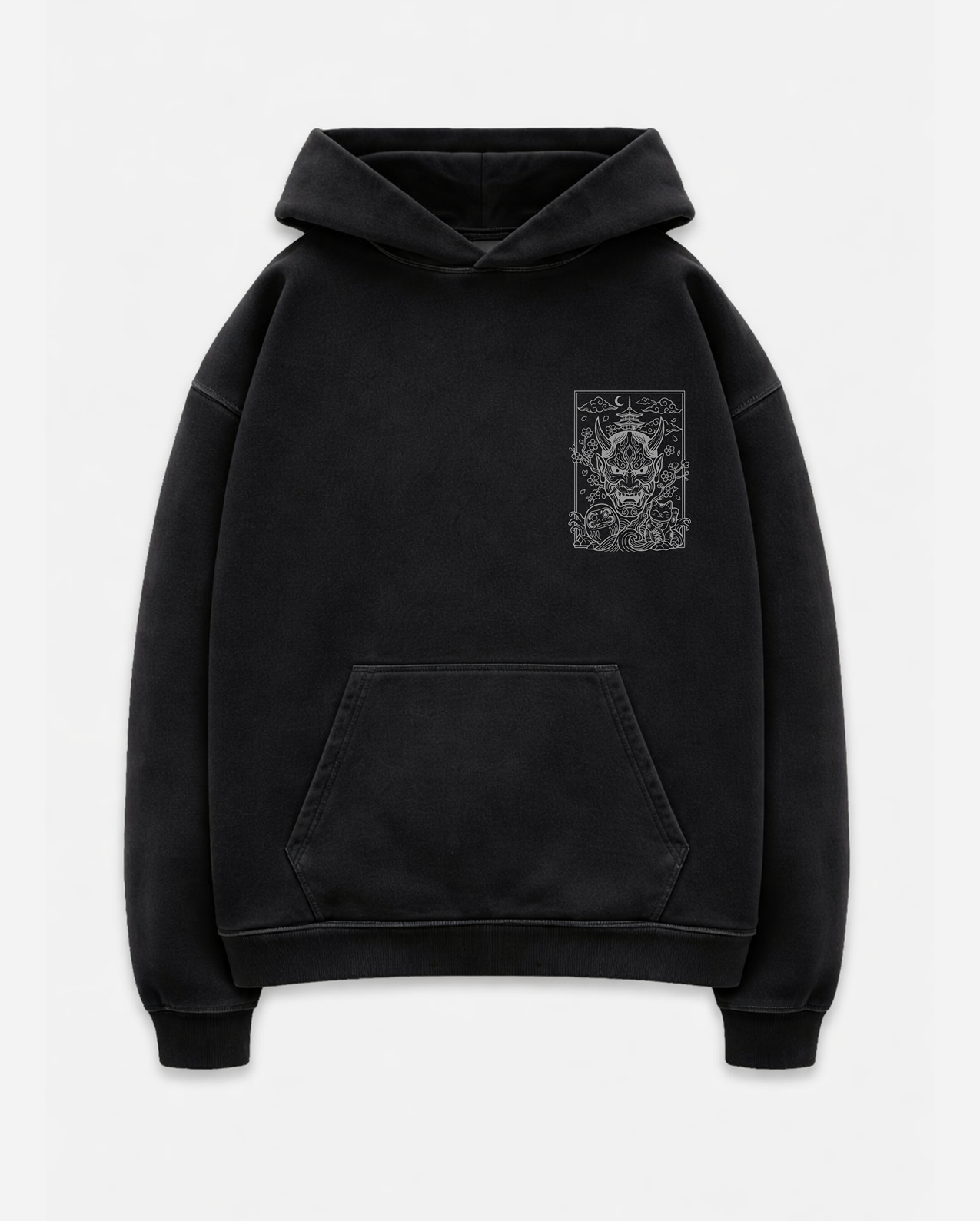 Japanese tattoo inspired hoodie black