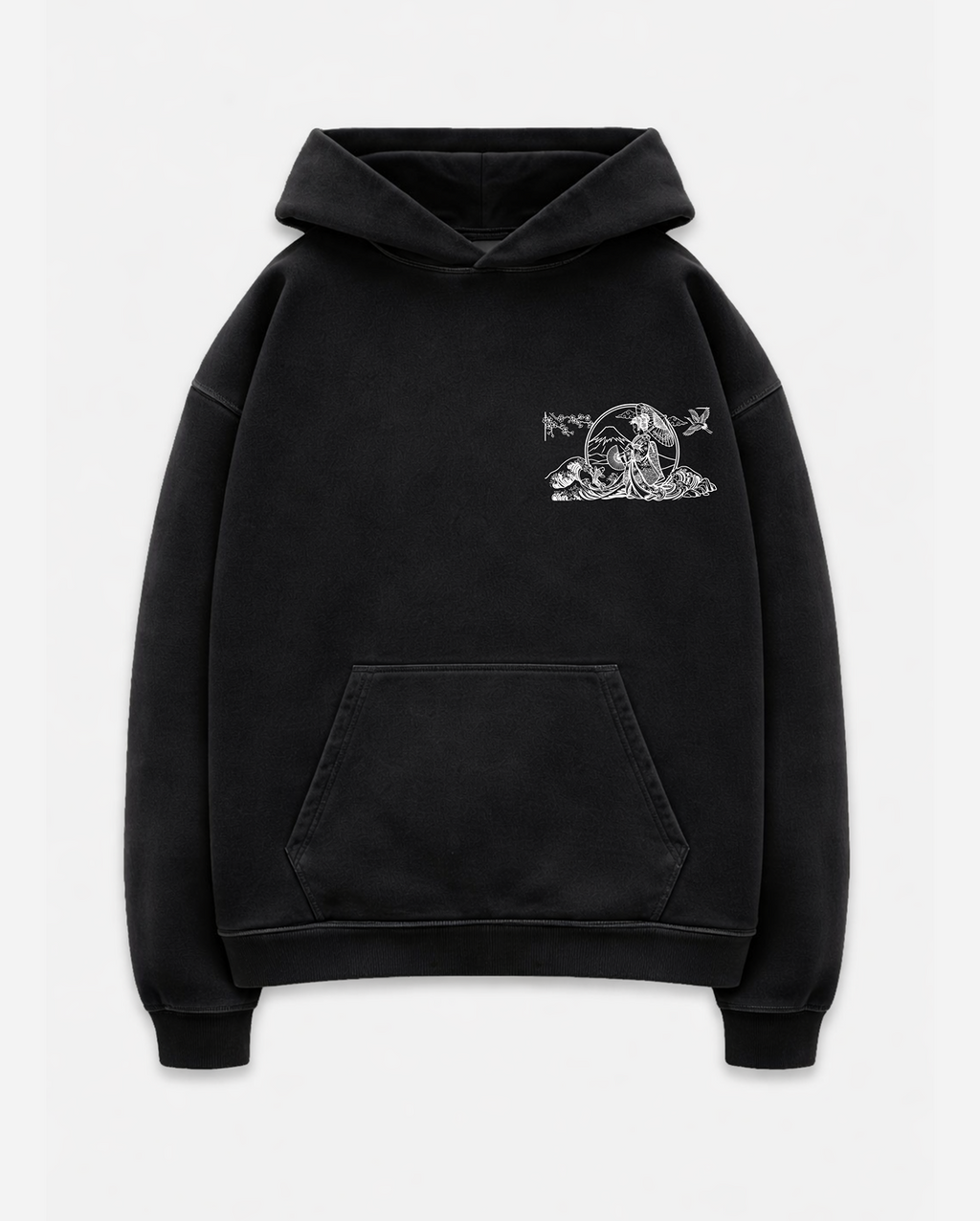 Japanese inspired hoodie black