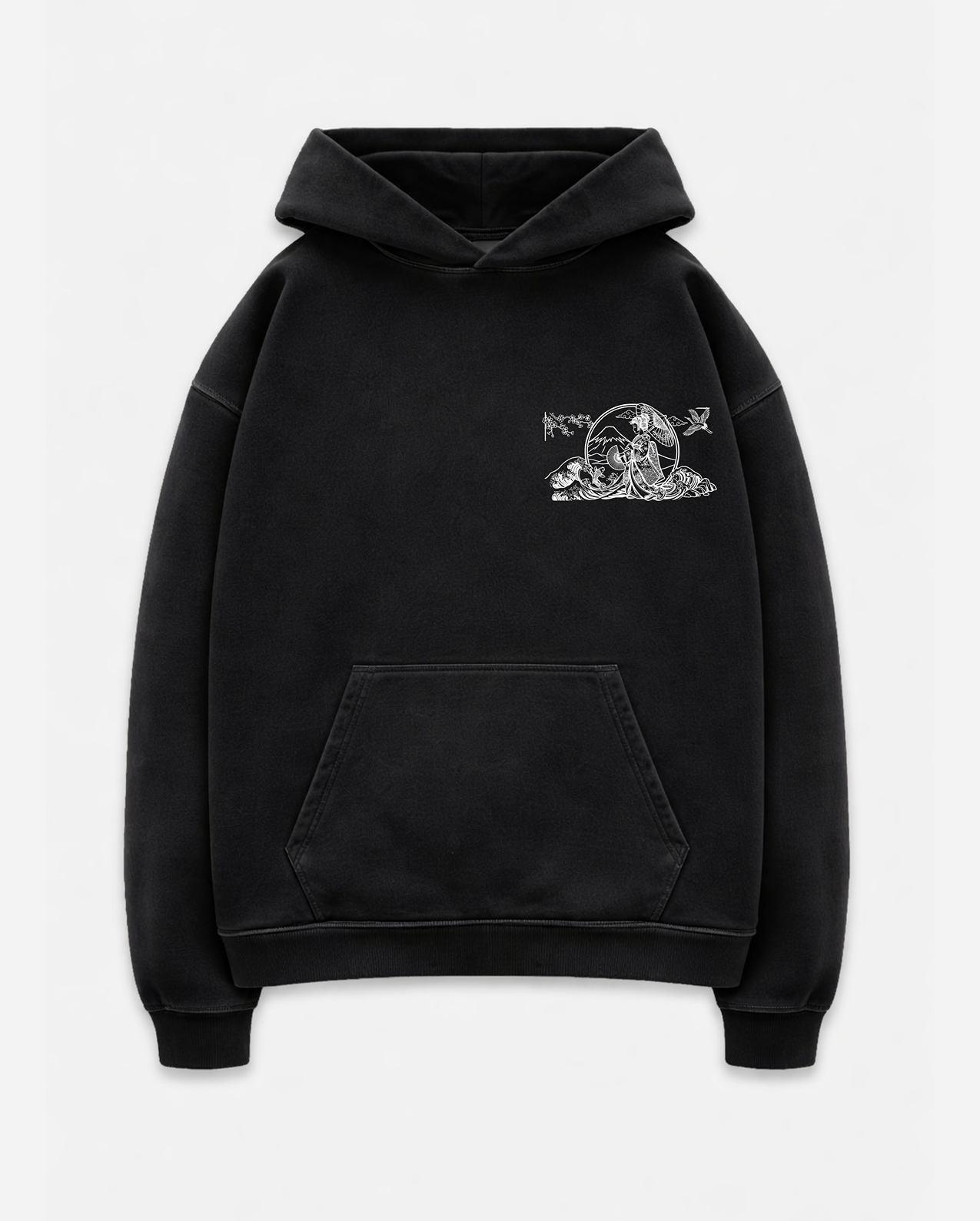 Japanese inspired hoodie black