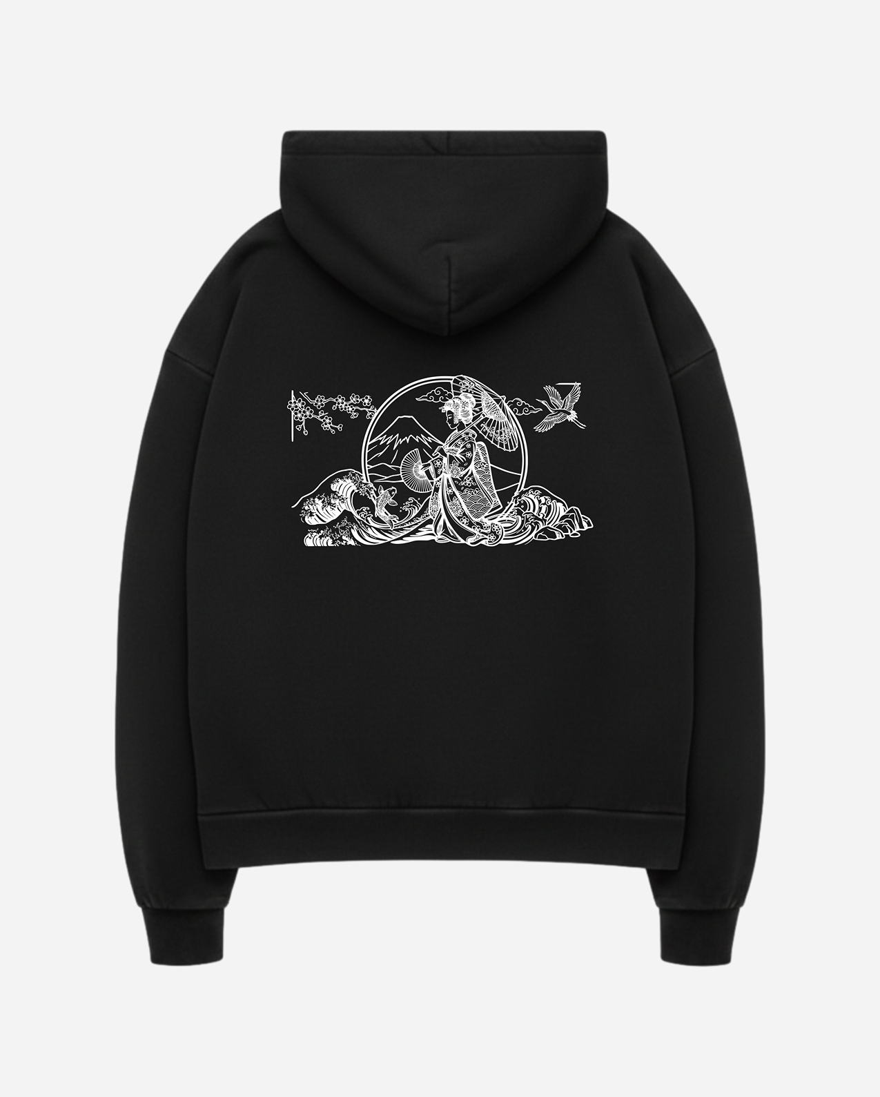Japanese inspired hoodie black