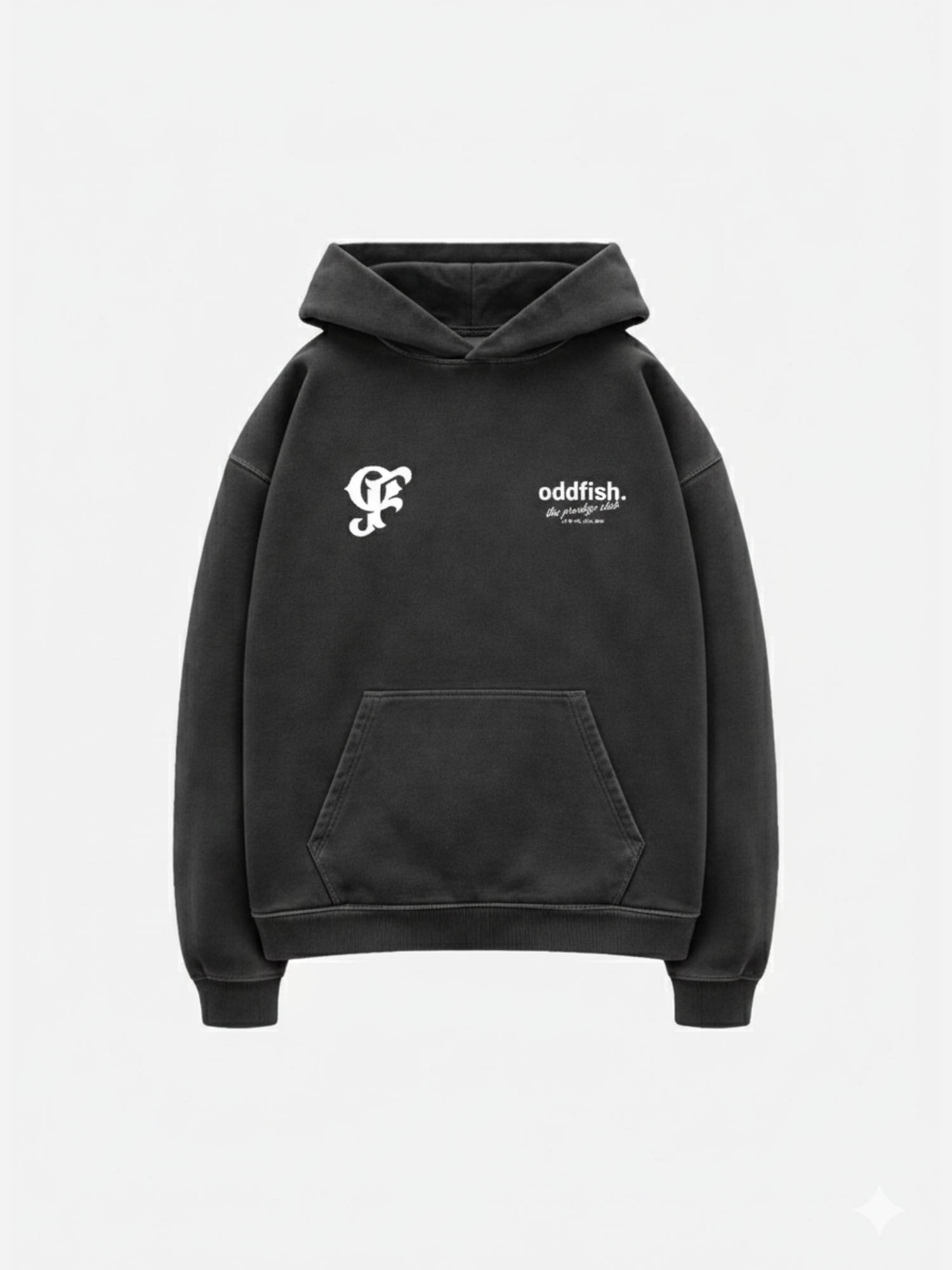 Hoodie with oddfish double logo gray blue