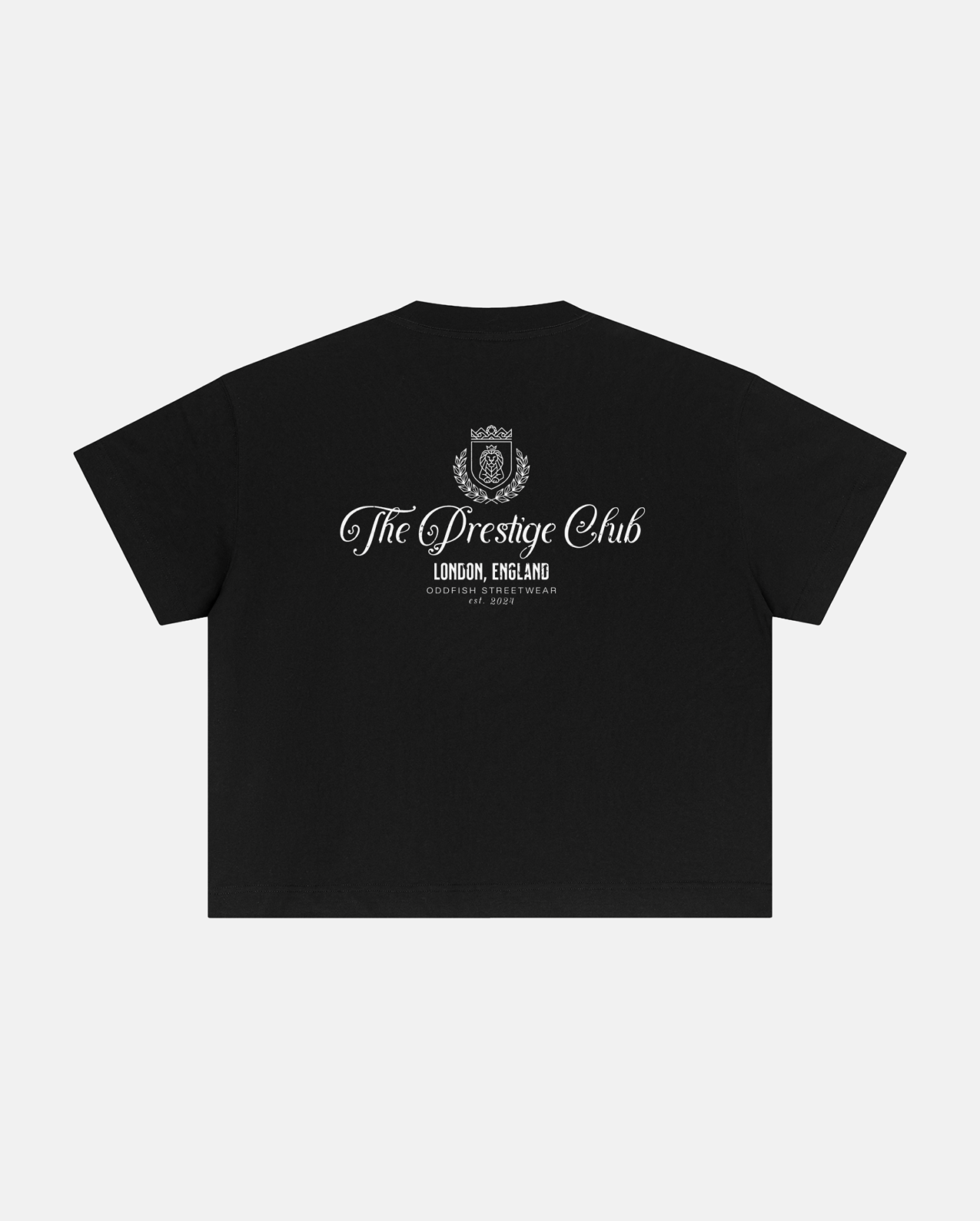 The Prestige Club Cotton Boxy Tee unisex 100% cotton loose-fit with bold back graphics