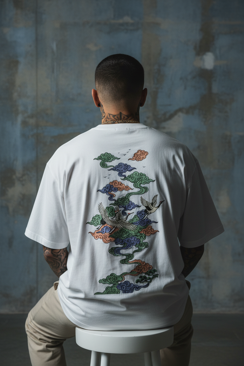 tee white oat gray flower gray